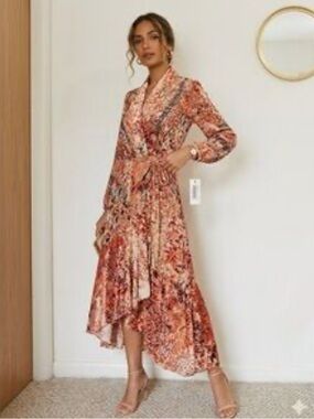 HEMANT & NANDITA | Dresses | Hemant Nandita Luana Black And Red Paisley Long  Sleeve Dress | Poshmark